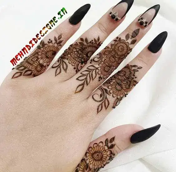 Finger Mehndi Design – Simple and Easy flower